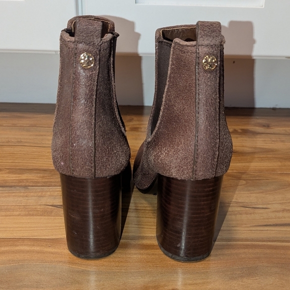 Tory Burch Leather Chelsea Boot Mocha Brown Heel Booties Women's 7 Western Boho - Picture 8 of 12